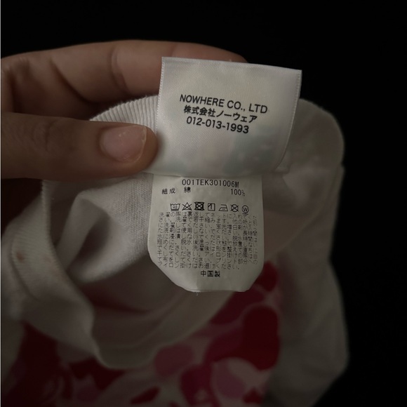 Bape White and Pink Camo Graphic Tee - Picture 5 of 6